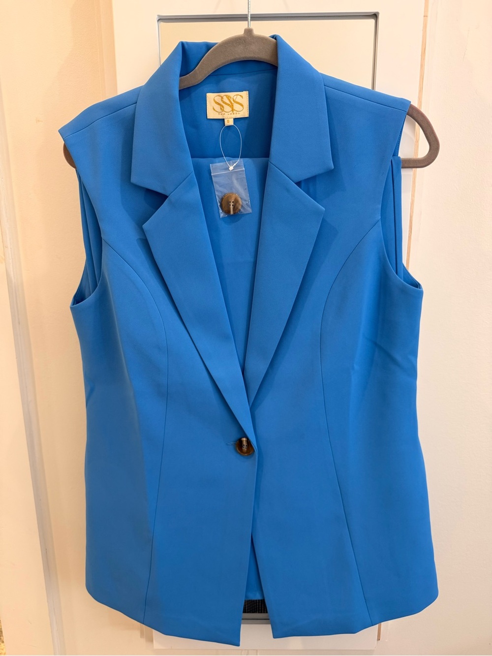 Sleeveless Tailored Blazer Vest in Bright Blue by SSYS with matching pants